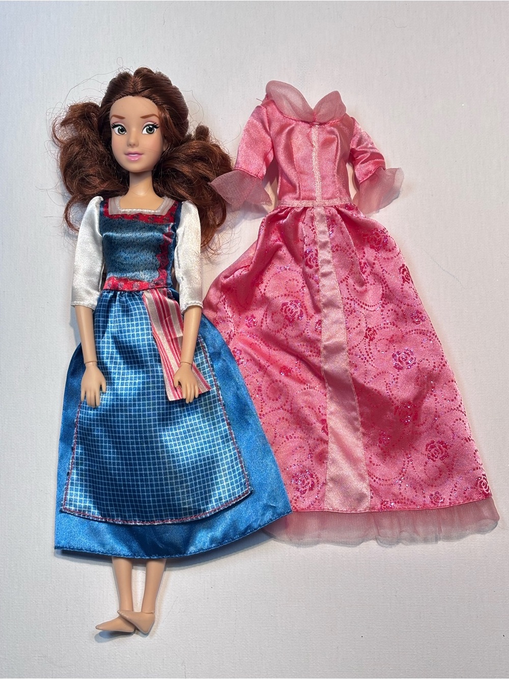 Disney Beauty and the Beast Belle Doll with 2 Dresses (Village & Pink Ballgown)